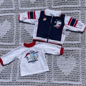 Vintage Baby Snoopy Windbreaker and Long Sleeve Set